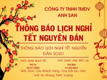 Thông báo lịch nghỉ tết nguyên đán 2020